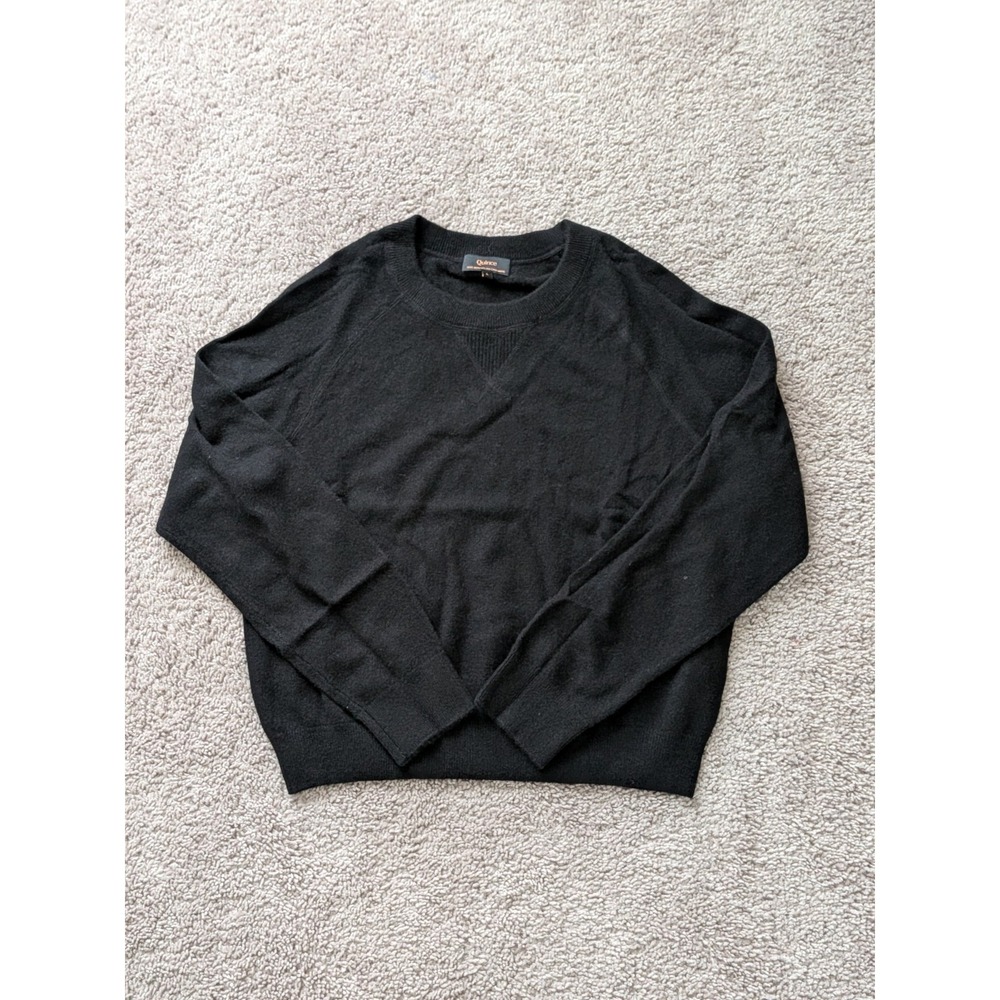 Quince Mongolian Shrunken Cashmere Sweatshirt Black Women's Large NWOT